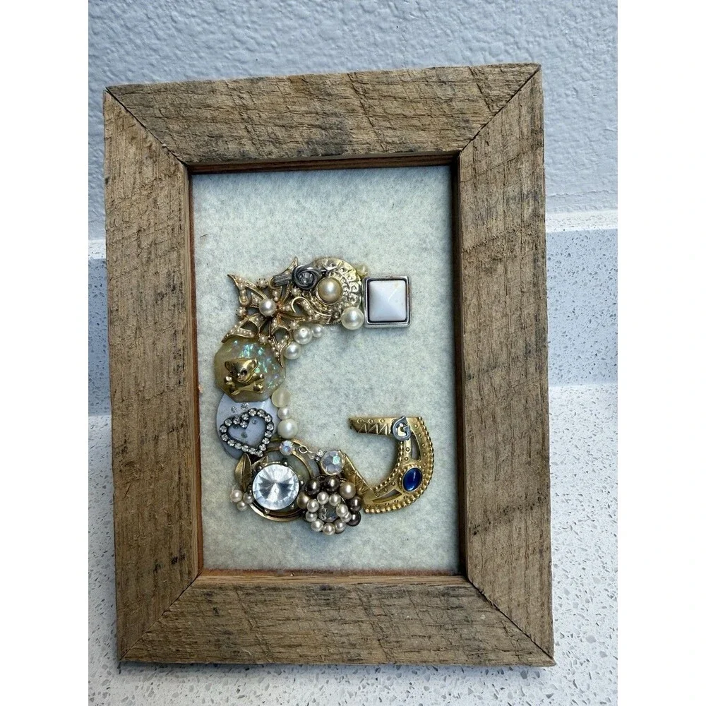 Handmade Jeweled Letter G: Vintage Pearl Glam Home Decor
